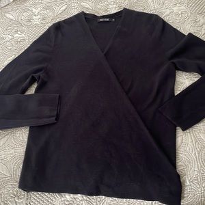 True Navy wrap sweater. See pics for measurements.